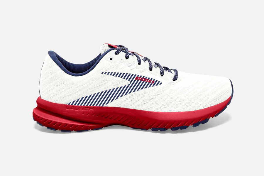 Brooks Launch 7 Mens Australia - Road Running Shoes - White/Blue/Red (166-SDYGK)